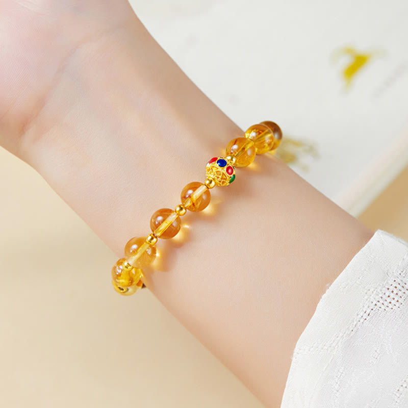 Bracelet de protection œil de tigre en citrine et argent sterling 925 avec Buddha Stones