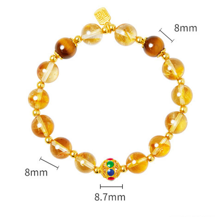 Bracelet de protection œil de tigre en citrine et argent sterling 925 avec Buddha Stones