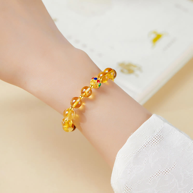Bracelet de protection œil de tigre en citrine et argent sterling 925 avec Buddha Stones