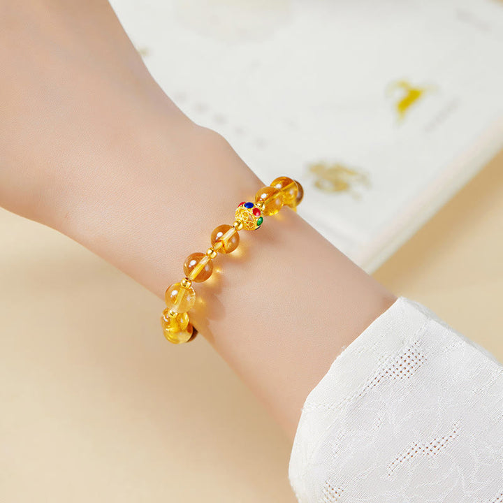 Bracelet de protection œil de tigre en citrine et argent sterling 925 avec Buddha Stones