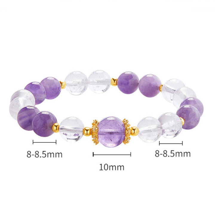 Bracelet d'équilibre en argent Buddha Stones 925 et améthyste naturelle avec cristaux blancs