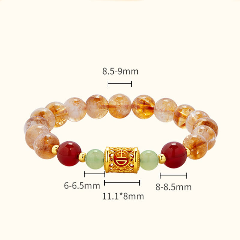 Bracelet de protection en argent sterling 999 avec Buddha Stones , citrine naturelle, agate rouge, jade Hetian