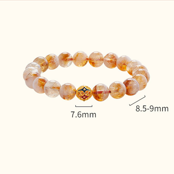 Bracelet de protection en argent sterling 999 avec perles de citrine naturelle et pierres de Buddha Stones