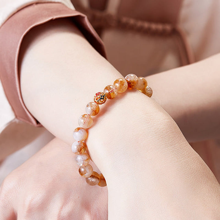 Bracelet de protection en argent sterling 999 avec perles de citrine naturelle et pierres de Buddha Stones