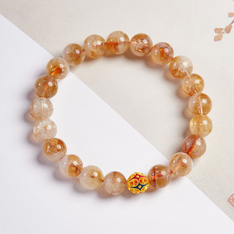Bracelet de protection en argent sterling 999 avec perles de citrine naturelle et pierres de Buddha Stones