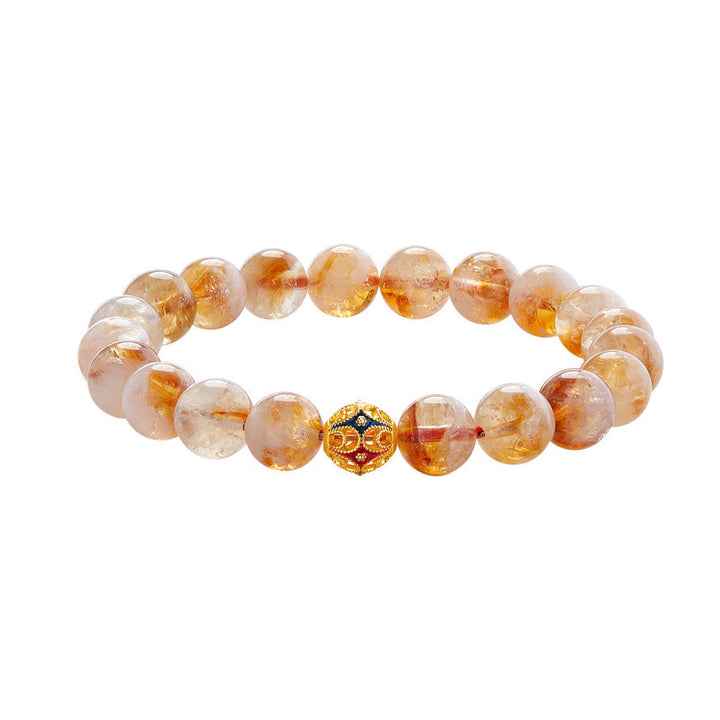 Bracelet de protection en argent sterling 999 avec perles de citrine naturelle et pierres de Buddha Stones
