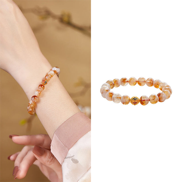 Bracelet de protection en argent sterling 999 avec perles de citrine naturelle et pierres de Buddha Stones