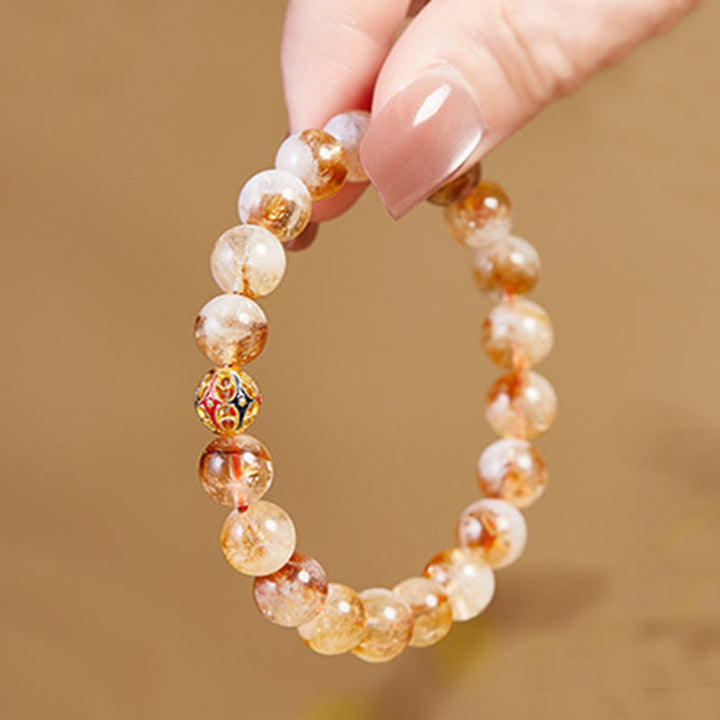 Bracelet de protection en argent sterling 999 avec perles de citrine naturelle et pierres de Buddha Stones