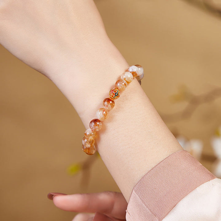 Bracelet de protection en argent sterling 999 avec perles de citrine naturelle et pierres de Buddha Stones