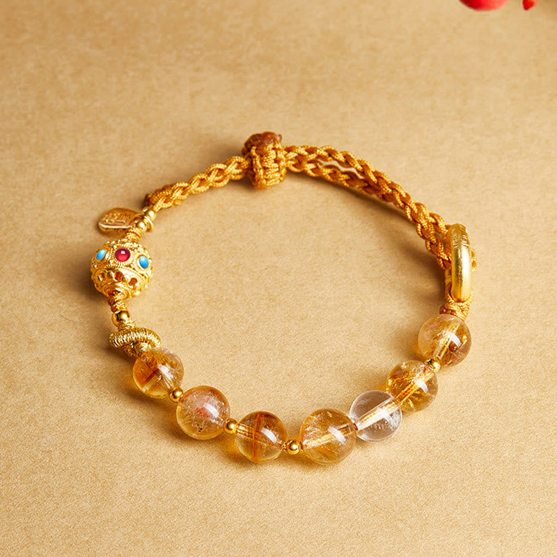 Bracelet tressé en argent sterling 925 avec Buddha Stones et cristal blanc, symbole de la paix, symbole Fu