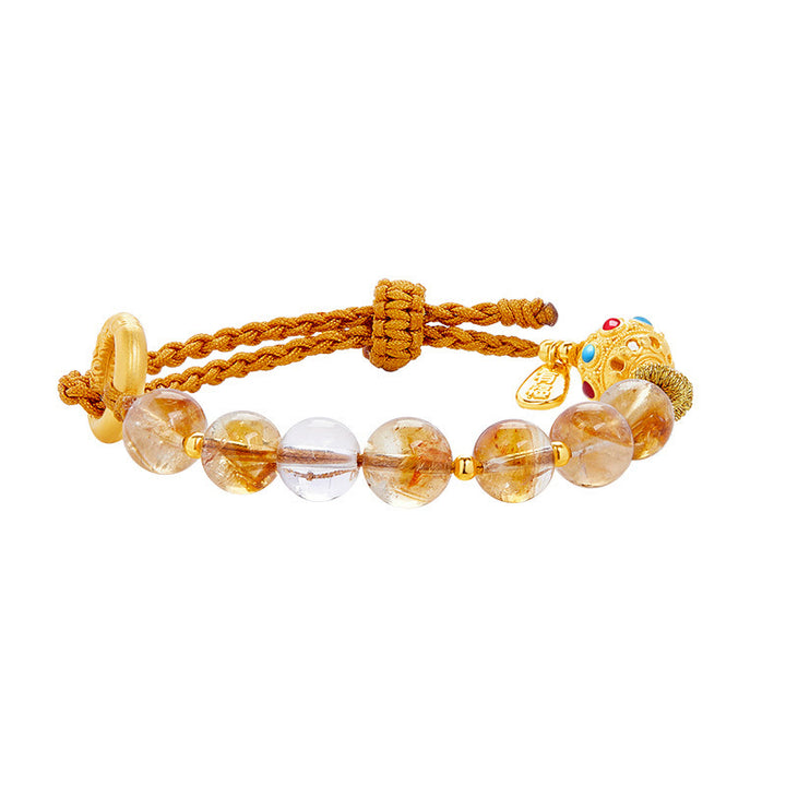 Bracelet tressé en argent sterling 925 avec Buddha Stones et cristal blanc, symbole de la paix, symbole Fu