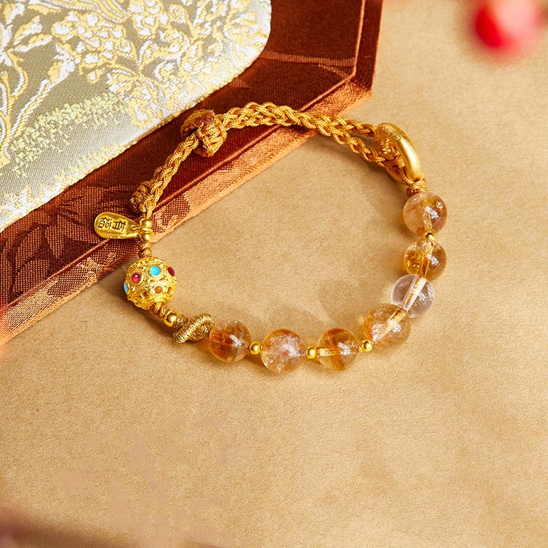 Bracelet tressé en argent sterling 925 avec Buddha Stones et cristal blanc, symbole de la paix, symbole Fu