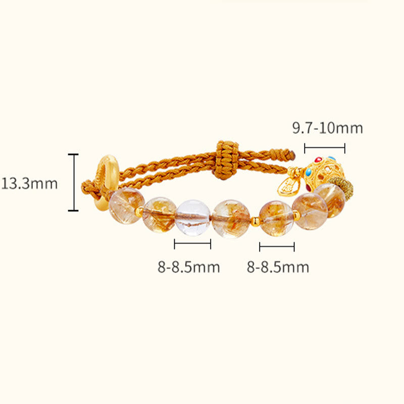 Bracelet tressé en argent sterling 925 avec Buddha Stones et cristal blanc, symbole de la paix, symbole Fu