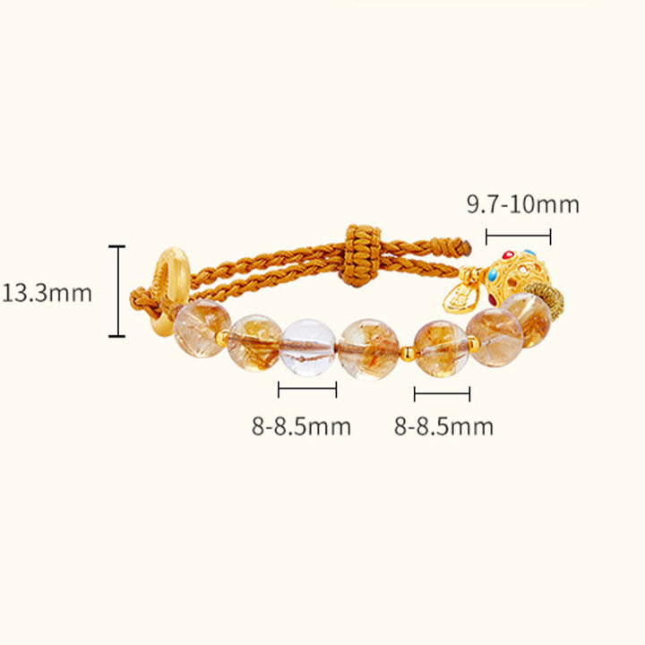Bracelet tressé en argent sterling 925 avec Buddha Stones et cristal blanc, symbole de la paix, symbole Fu