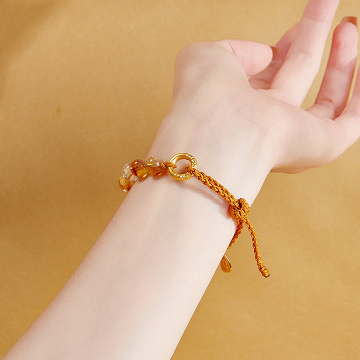 Bracelet tressé en argent sterling 925 avec Buddha Stones et cristal blanc, symbole de la paix, symbole Fu