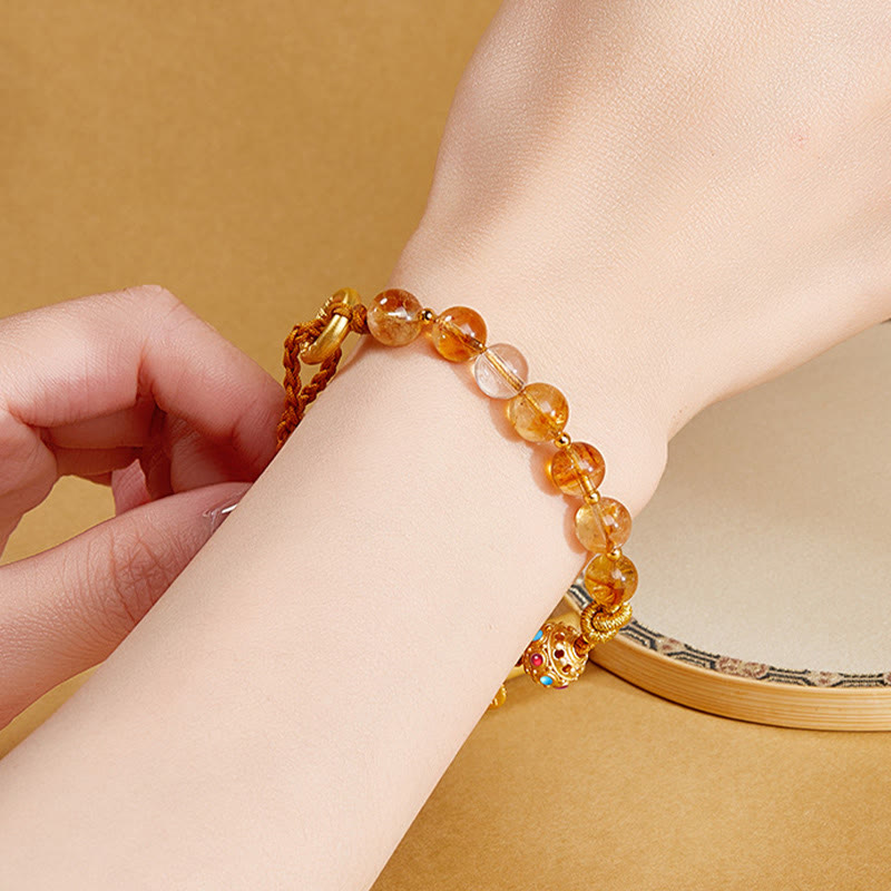 Bracelet tressé en argent sterling 925 avec Buddha Stones et cristal blanc, symbole de la paix, symbole Fu