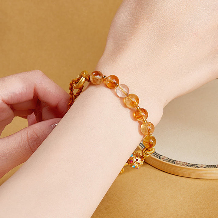 Bracelet tressé en argent sterling 925 avec Buddha Stones et cristal blanc, symbole de la paix, symbole Fu