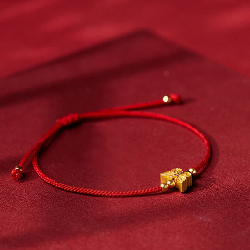 Bracelet de force en argent sterling 999 avec papillon et fil rouge Buddha Stones