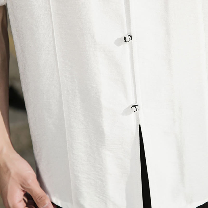 Chemise d'été en coton à manches mi-longues pour homme, couleur unie, avec boutons sur le devant, motif Buddha Stones - image 11