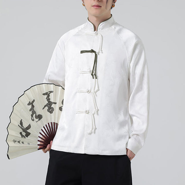 Chemise à manches longues pour homme, motif jacquard de Buddha Stones , motif grenouille chinoise, boutons - image 16