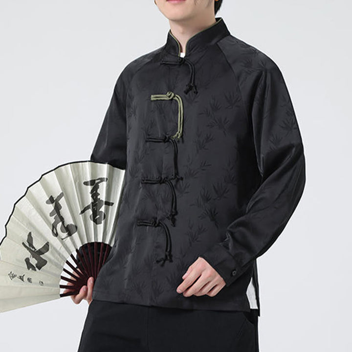 Chemise à manches longues pour homme, motif jacquard de Buddha Stones , motif grenouille chinoise, boutons - image 23