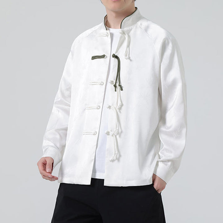 Chemise à manches longues pour homme, motif jacquard de Buddha Stones , motif grenouille chinoise, boutons - image 13