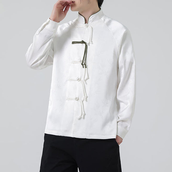 Chemise à manches longues pour homme, motif jacquard de Buddha Stones , motif grenouille chinoise, boutons - image 15