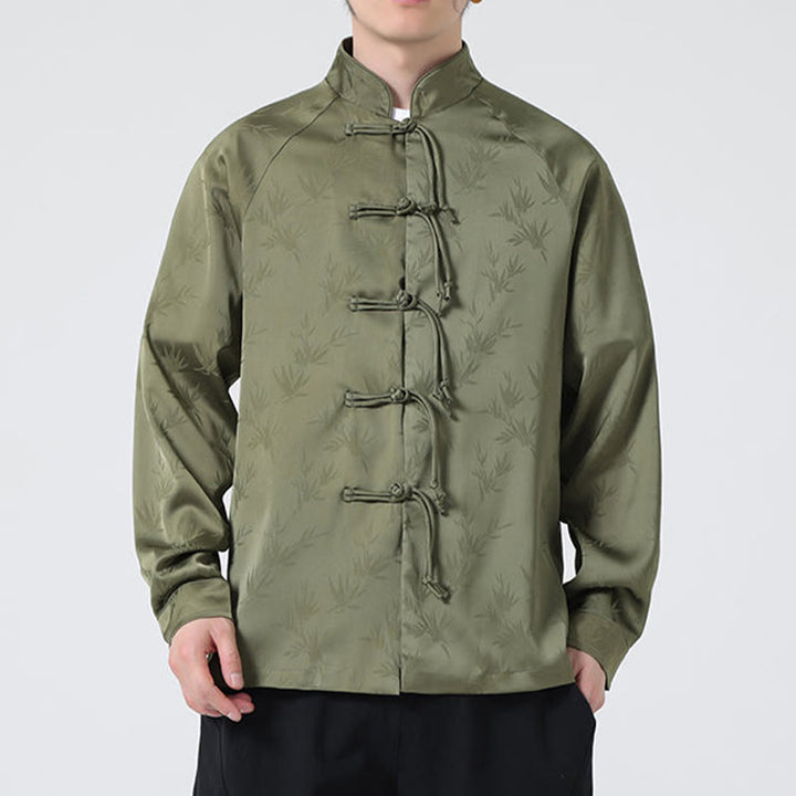 Chemise à manches longues pour homme, motif jacquard de Buddha Stones , motif grenouille chinoise, boutons