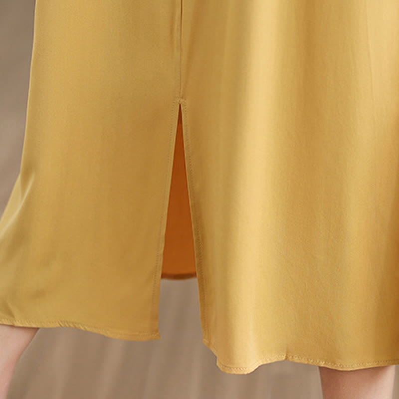 Robe mi-longue fendue sans manches en coton avec poches et motif Buddha Stones - image 35