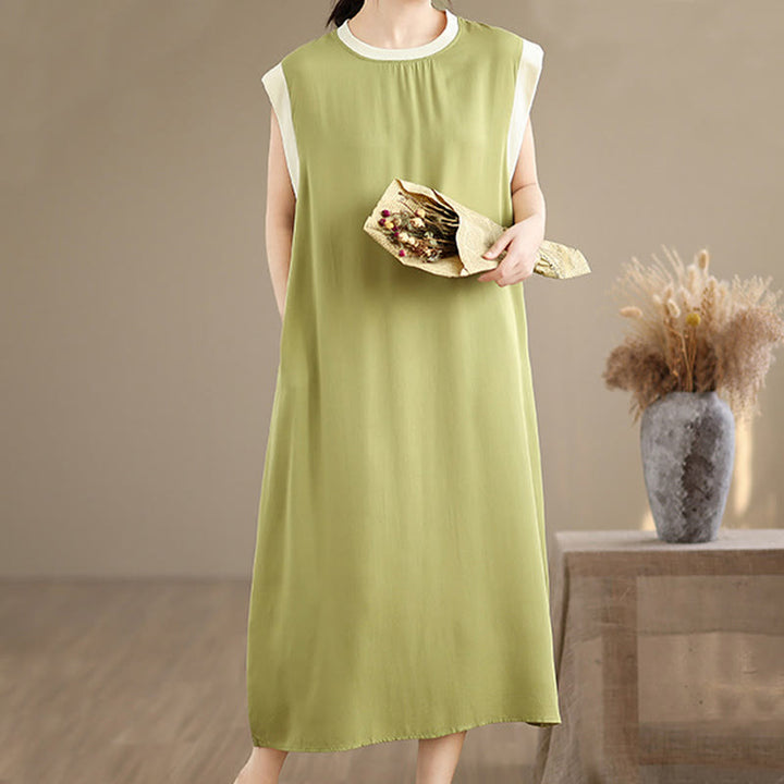 Robe mi-longue fendue sans manches en coton avec poches et motif Buddha Stones - image 12