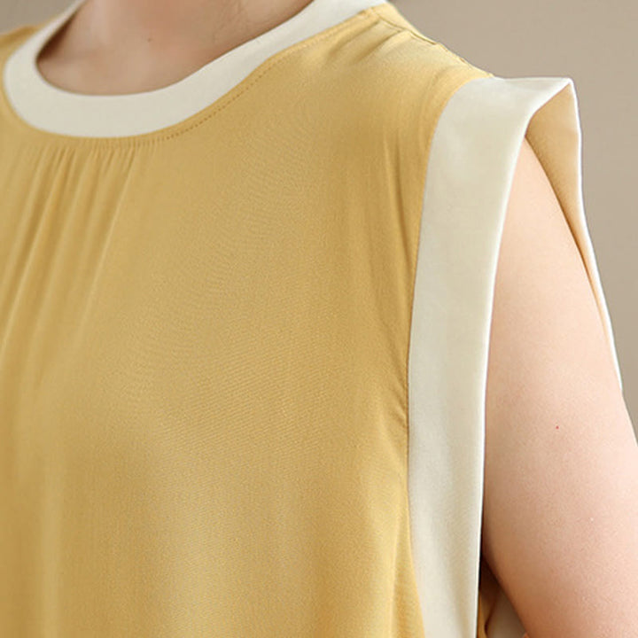 Robe mi-longue fendue sans manches en coton avec poches et motif Buddha Stones - image 33