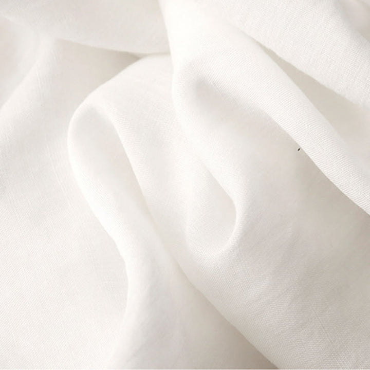 Robe mi-longue plissée à manches courtes et volants en coton et lin avec broderie Buddha Stones Commute - image 6