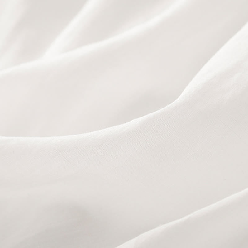 Robe mi-longue plissée à manches courtes et volants en coton et lin avec broderie Buddha Stones Commute - image 8