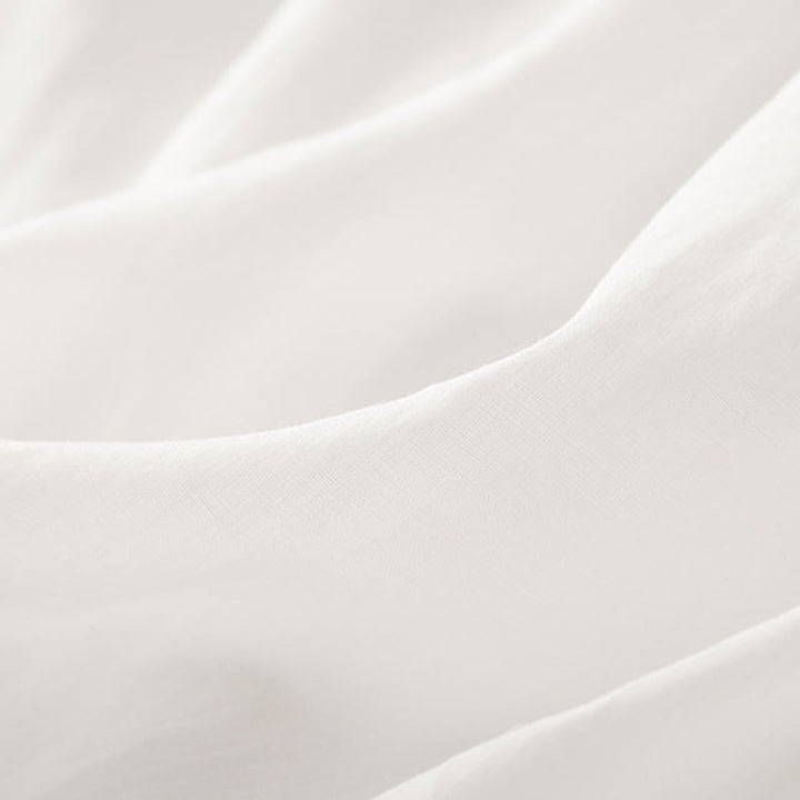 Robe mi-longue plissée à manches courtes et volants en coton et lin avec broderie Buddha Stones Commute - image 8