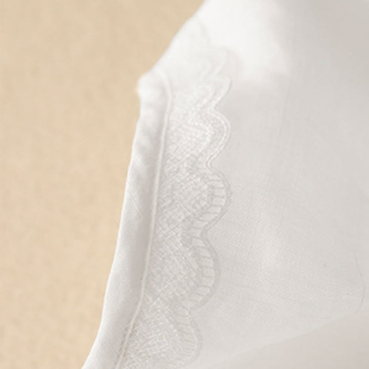 Robe mi-longue plissée à manches courtes et volants en coton et lin avec broderie Buddha Stones Commute - image 10