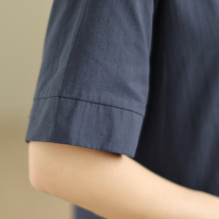 Robe mi-longue en coton à manches mi-longues et poches, motif à carreaux Buddha Stones Commute - image 7