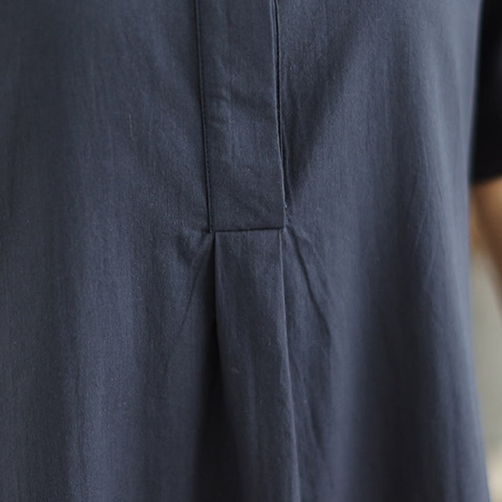 Robe mi-longue en coton à manches mi-longues et poches, motif à carreaux Buddha Stones Commute - image 9