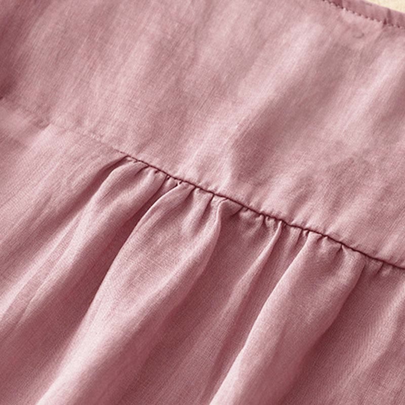 Chemise décontractée à manches mi-longues et col en V pour femme avec broderies de feuilles de saule et Buddha Stones - image 3