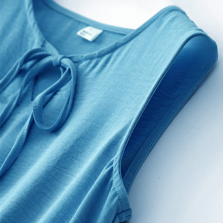 Robe midi décontractée en coton et lin, à lacets, faite à la main, avec poches - image 7