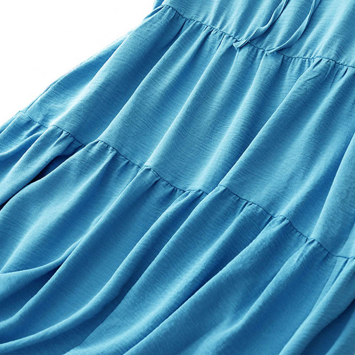 Robe midi décontractée en coton et lin, à lacets, faite à la main, avec poches - image 8