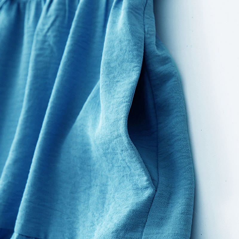 Robe midi décontractée en coton et lin, à lacets, faite à la main, avec poches - image 3