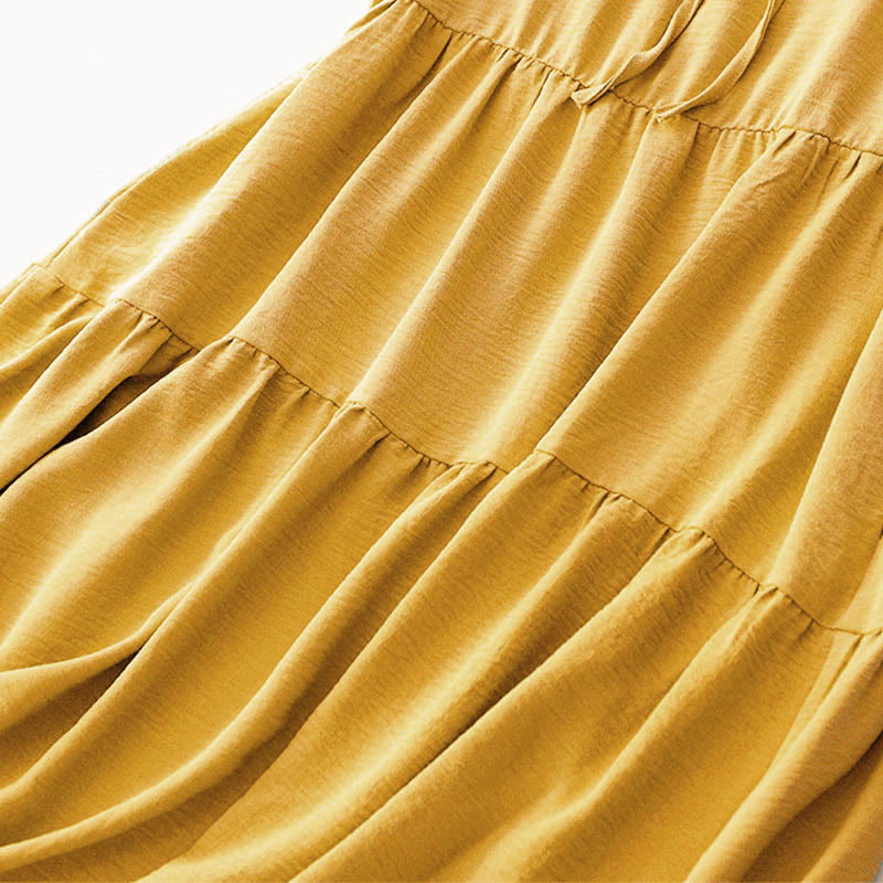 Robe midi décontractée en coton et lin, à lacets, faite à la main, avec poches - image 13