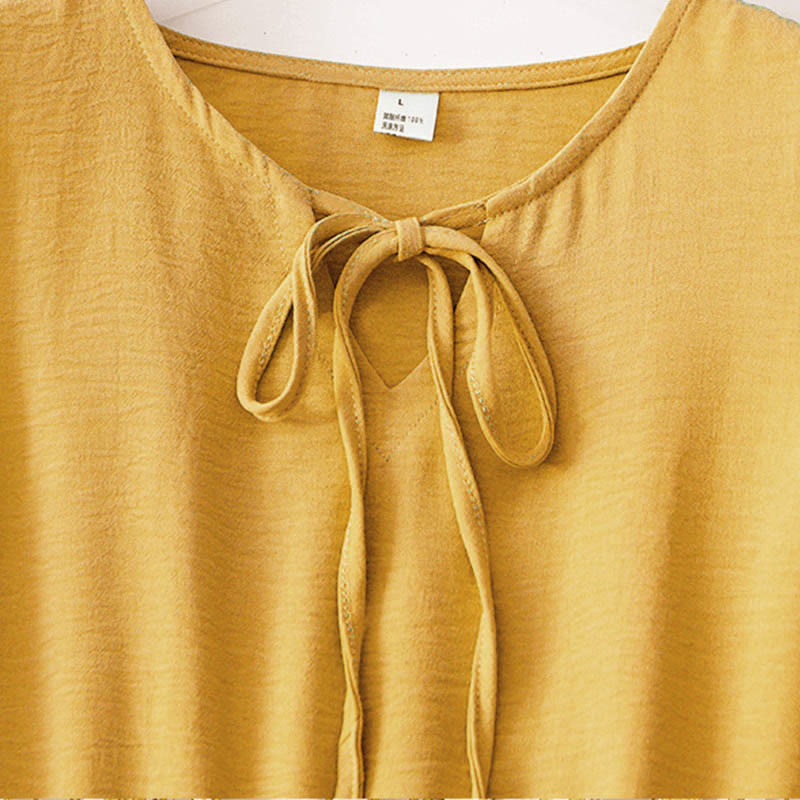 Robe midi décontractée en coton et lin, à lacets, faite à la main, avec poches - image 14