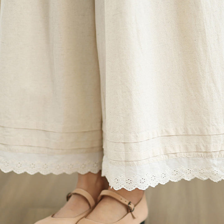 Pantalon large en coton et lin pour femme avec poches, motif Buddha Stones, simple et en dentelle, longueur 7-8 - image 10