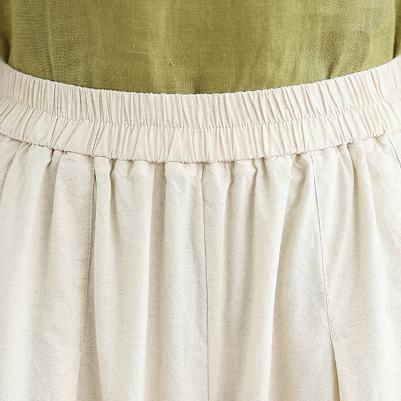 Pantalon en coton à jambes larges pour femme, longueur 7-8, motif dentelle simple, avec poches, Buddha Stones Commute - image 8