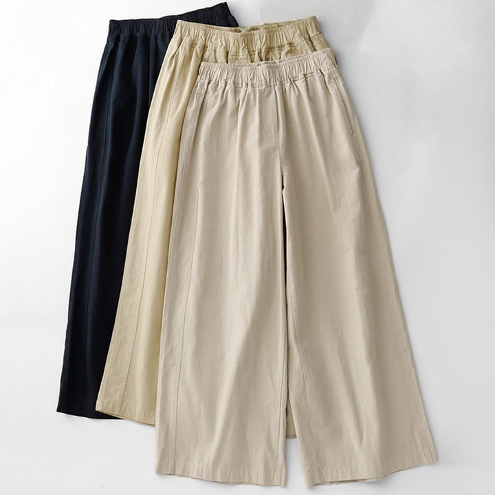 Pantalon ample en coton et lin pour femme, taille haute, couleur unie, avec poches , Buddha Stones printemps
