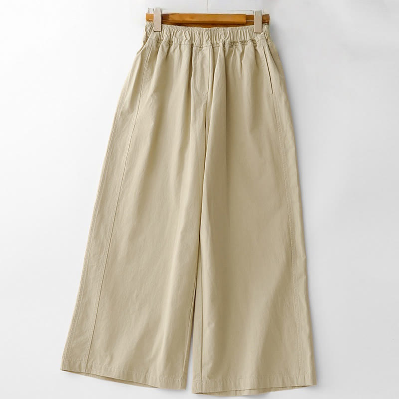 Pantalon ample en coton et lin pour femme, taille haute, couleur unie, avec poches , Buddha Stones printemps