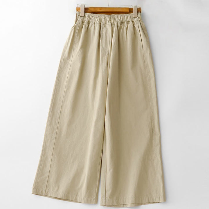 Pantalon ample en coton et lin pour femme, taille haute, couleur unie, avec poches , Buddha Stones printemps