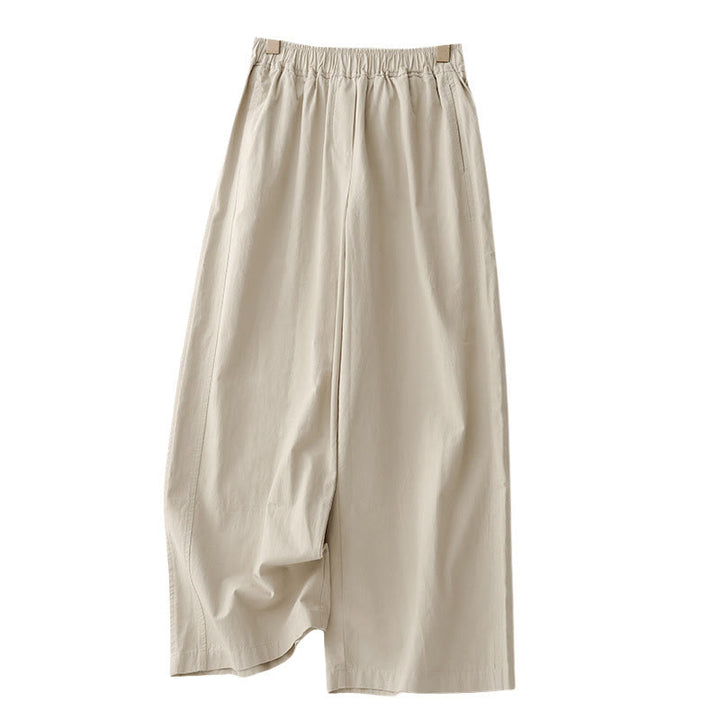 Pantalon ample en coton et lin pour femme, taille haute, couleur unie, avec poches , Buddha Stones printemps
