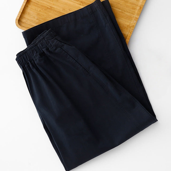 Pantalon ample en coton et lin pour femme, taille haute, couleur unie, avec poches , Buddha Stones printemps